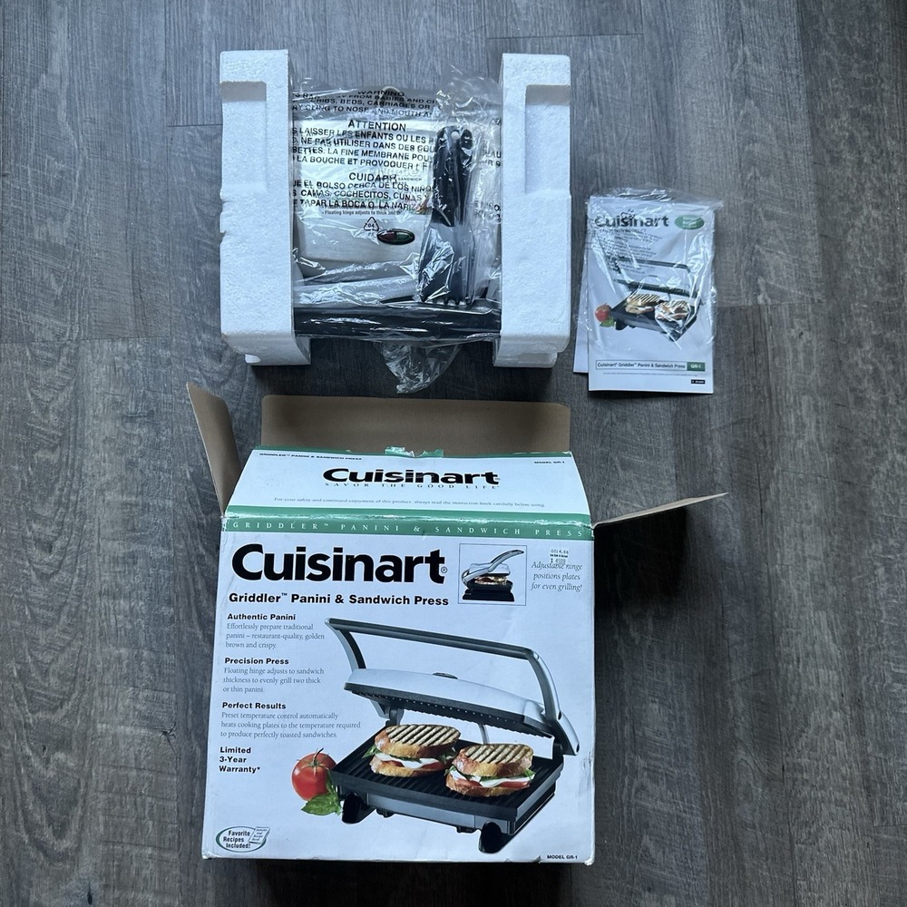 Cuisinart Griddler Panini Press & Griddle NEW Nonstick Stainless. Plates Reverse